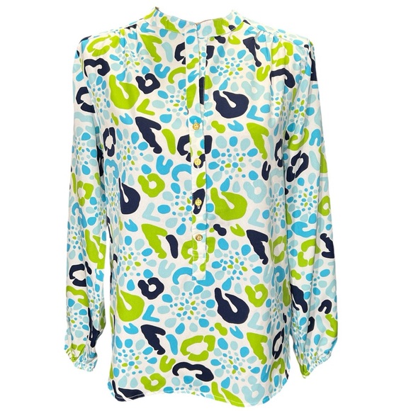 Buckhead betties Tops - Buckhead Betties NWOT blue and green print oversized tunic. Size small